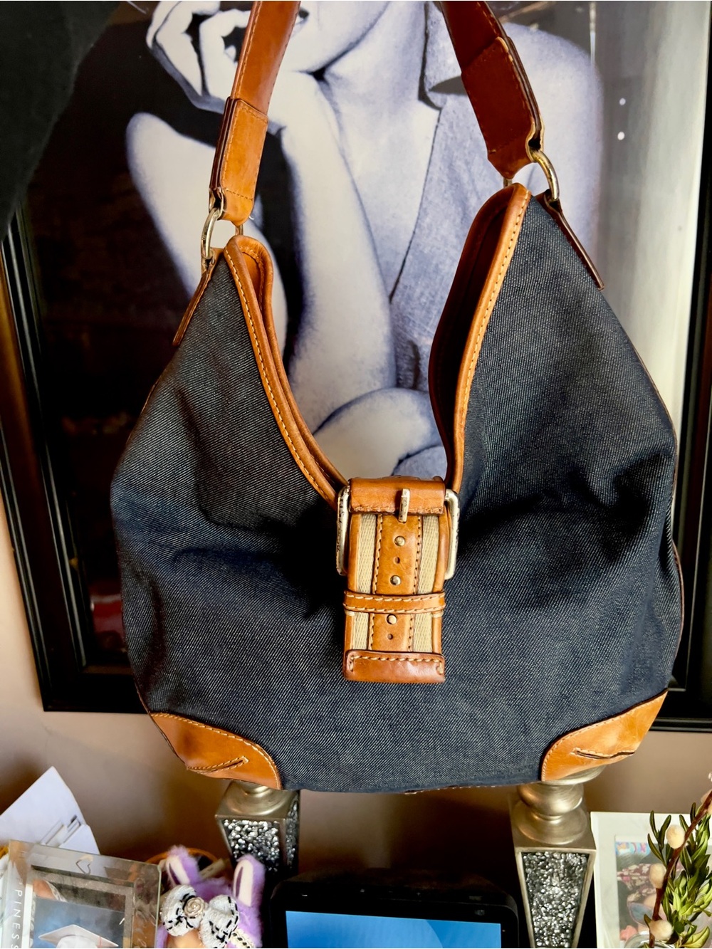Michael Kors denim Hutton hobo satchel handbag - Project Bag